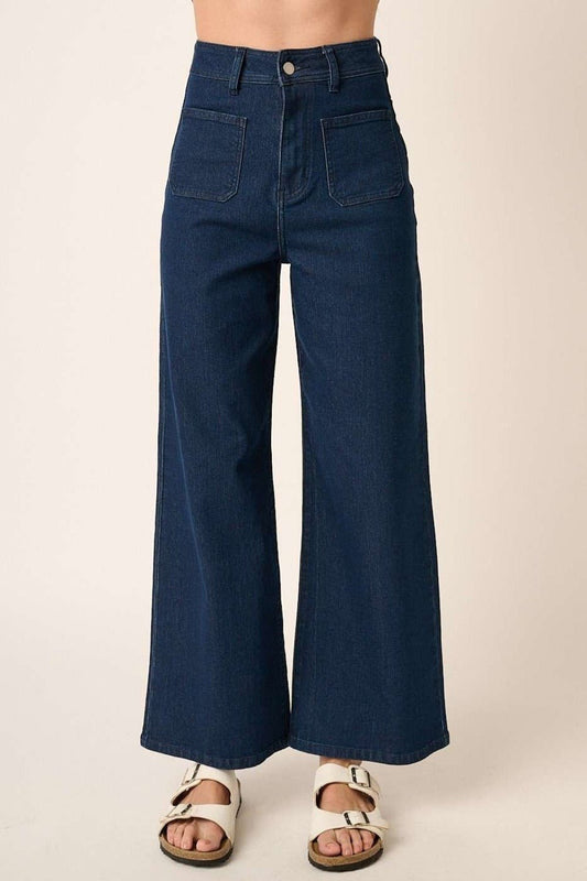 Mittoshop High Waist Wide Leg Jeans - Jeans - Indigo - Bella Bourget