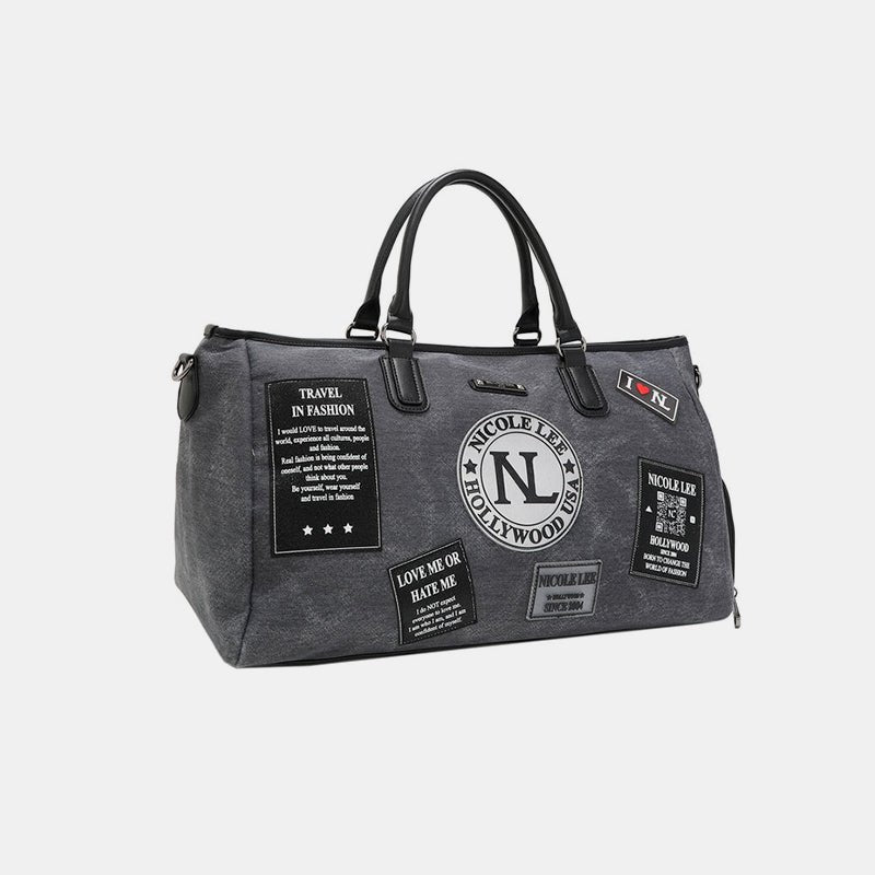 Nicole Lee USA Denim Patch Duffel - bag - Gray - Bella Bourget