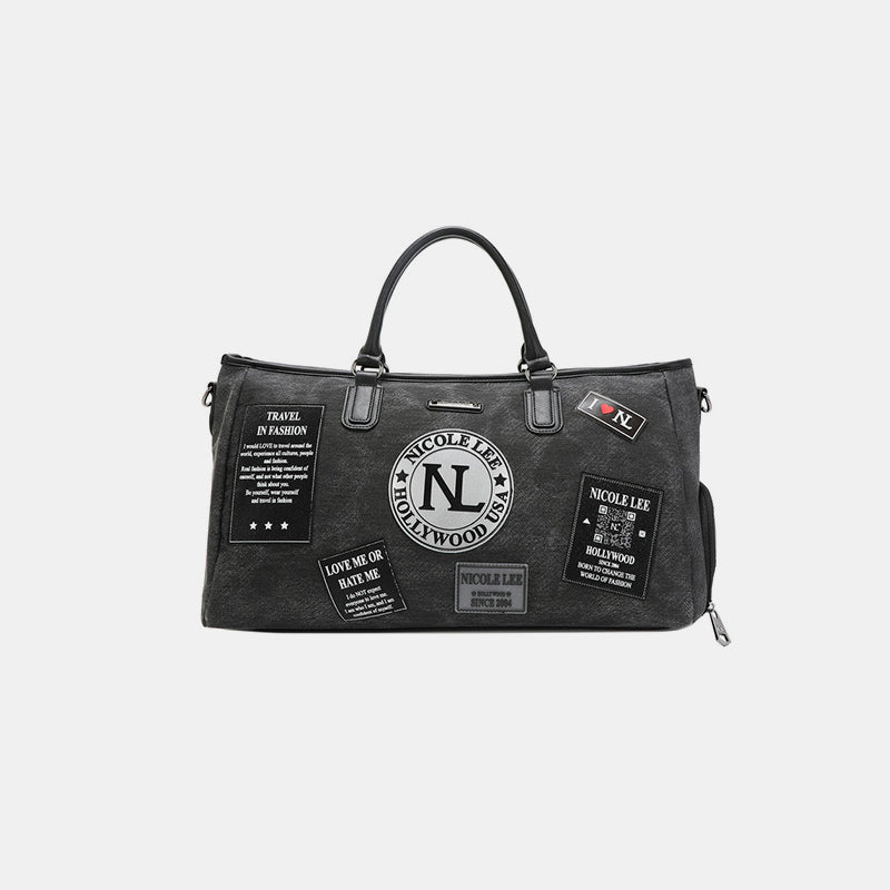 Nicole Lee USA Denim Patch Duffel - bag - Gray - Bella Bourget