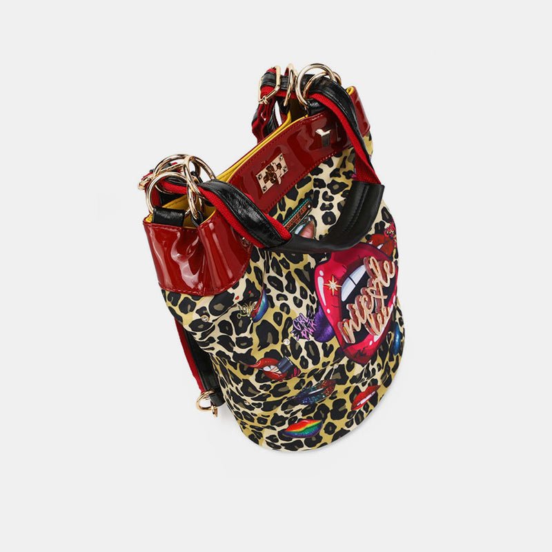 Nicole Lee USA Nylon Multifunctional Bucket Backpack - bag - Leopard - Bella Bourget