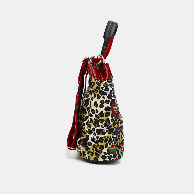 Nicole Lee USA Nylon Multifunctional Bucket Backpack - bag - Leopard - Bella Bourget