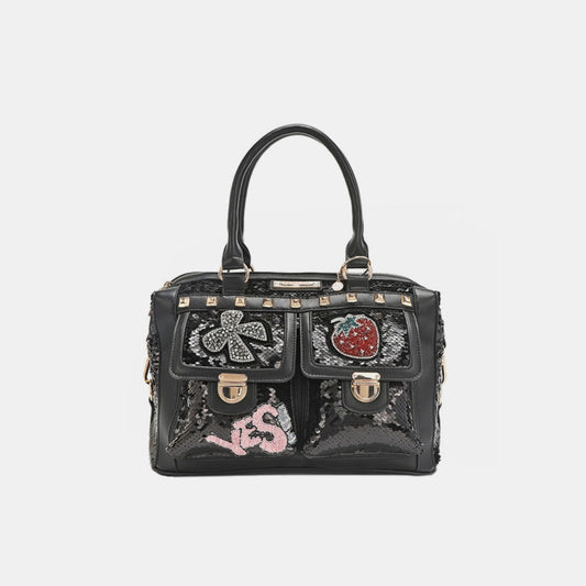 Nicole Lee USA Sequin Patch Boston Bag - bag - Black - Bella Bourget