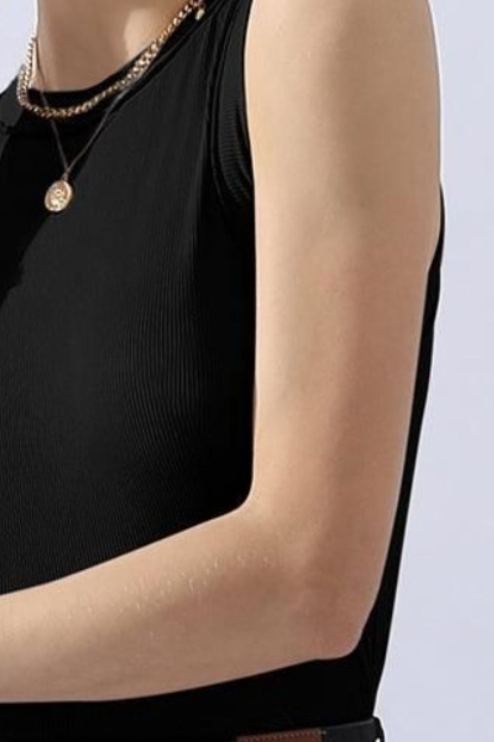 Ninexis Ribbed Round Neck Tank - Top - Black - Bella Bourget