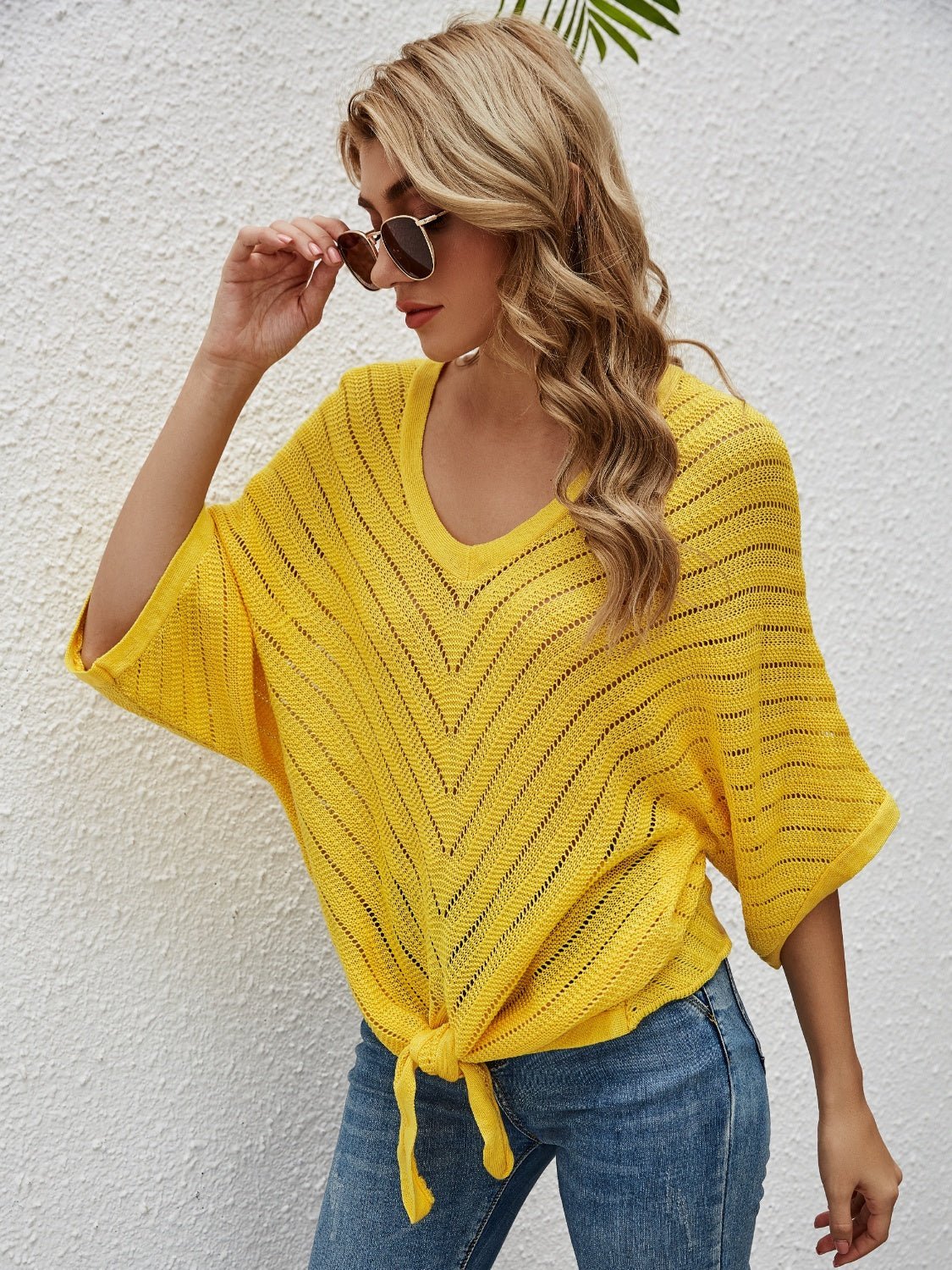 Openwork Batwing Sleeve Cover - Up - Cover - Up - True Yellow - Bella Bourget