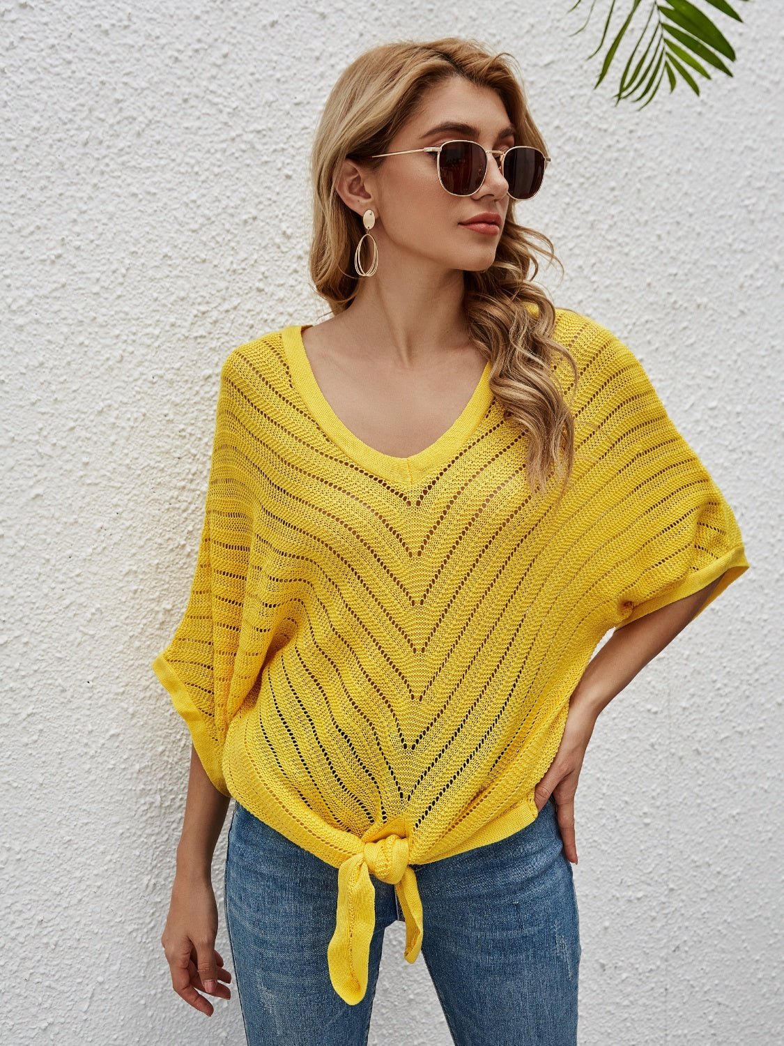 Openwork Batwing Sleeve Cover - Up - Cover - Up - True Yellow - Bella Bourget