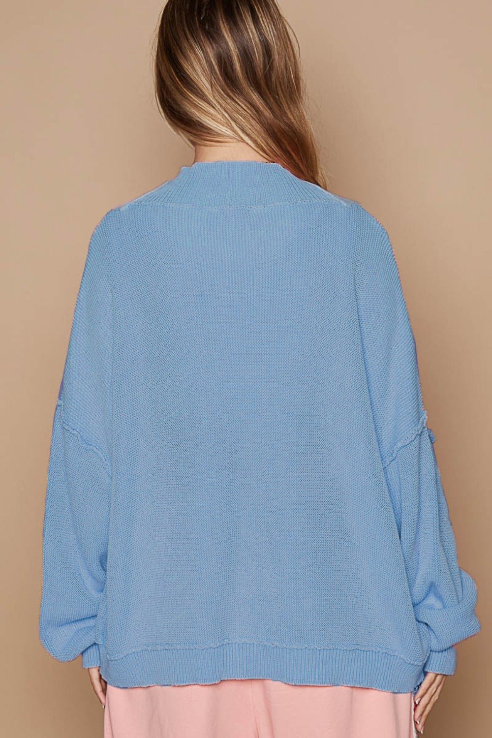 POL Open Front Washed Knit Cardigan with Pockets - Cardigan - Dream Blue - Bella Bourget