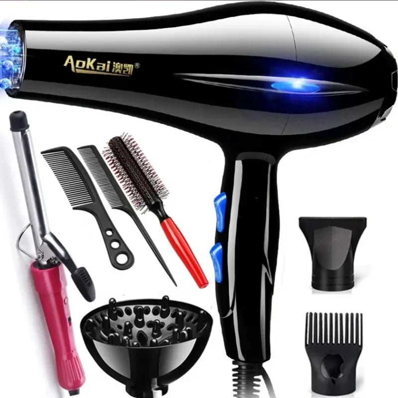 Professional Powerful Hair Dryer Fast Styling Blow Dryer Hot and Cold Adjustment Air Dryer Nozzle for Barber Salon Tools - Same As Picture - Bella Bourget