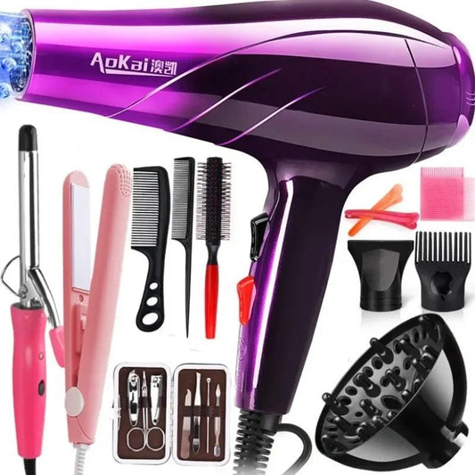 Professional Powerful Hair Dryer Fast Styling Blow Dryer Hot and Cold Adjustment Air Dryer Nozzle for Barber Salon Tools - Same As Picture - Bella Bourget