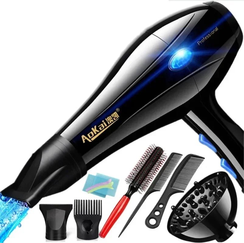 Professional Powerful Hair Dryer Fast Styling Blow Dryer Hot and Cold Adjustment Air Dryer Nozzle for Barber Salon Tools - Same As Picture - Bella Bourget