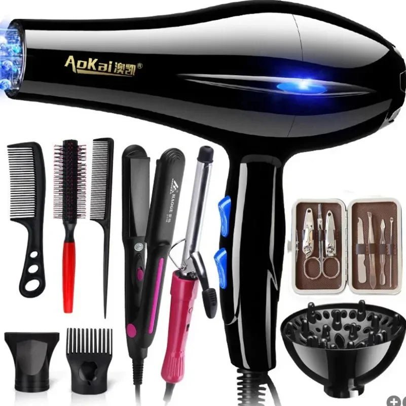 Professional Powerful Hair Dryer Fast Styling Blow Dryer Hot and Cold Adjustment Air Dryer Nozzle for Barber Salon Tools - Same As Picture - Bella Bourget