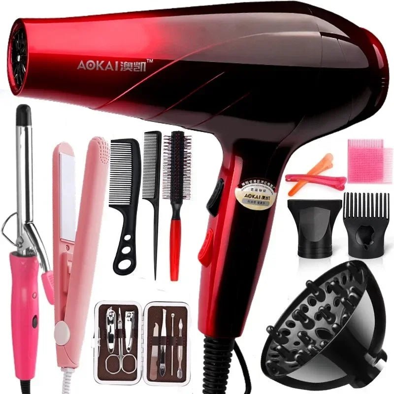 Professional Powerful Hair Dryer Fast Styling Blow Dryer Hot and Cold Adjustment Air Dryer Nozzle for Barber Salon Tools - Same As Picture - Bella Bourget