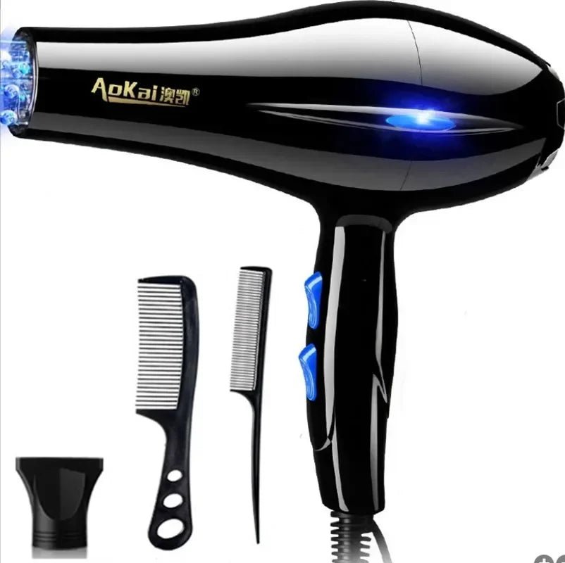 Professional Powerful Hair Dryer Fast Styling Blow Dryer Hot and Cold Adjustment Air Dryer Nozzle for Barber Salon Tools - Same As Picture - Bella Bourget