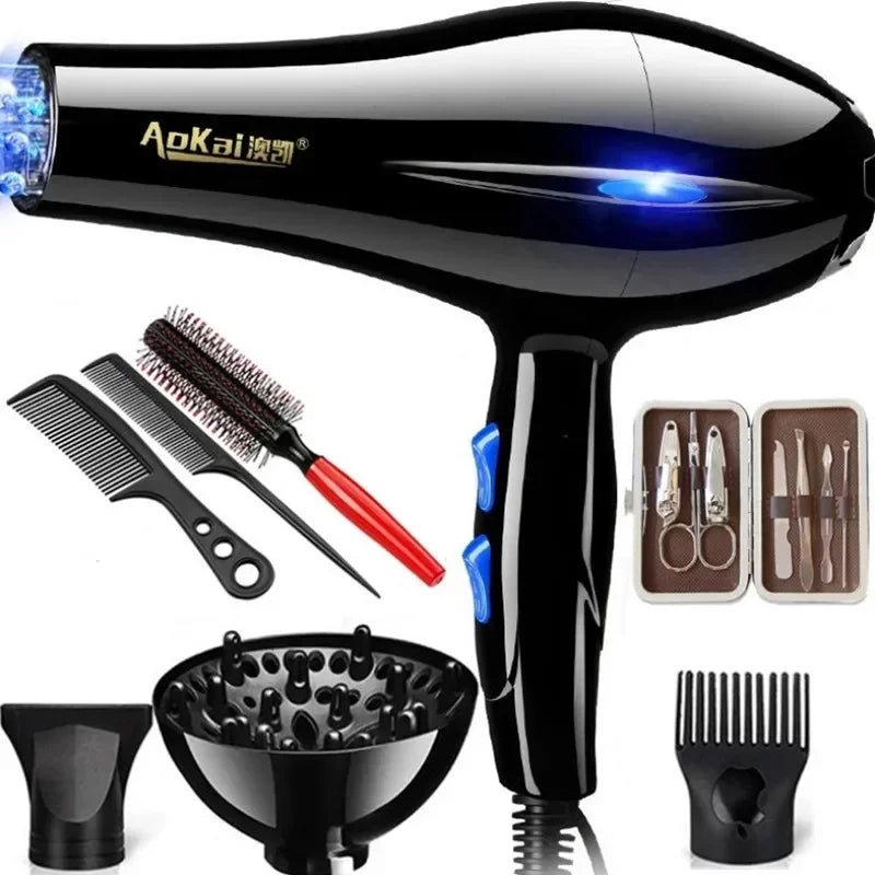 Professional Powerful Hair Dryer Fast Styling Blow Dryer Hot and Cold Adjustment Air Dryer Nozzle for Barber Salon Tools - Same As Picture - Bella Bourget