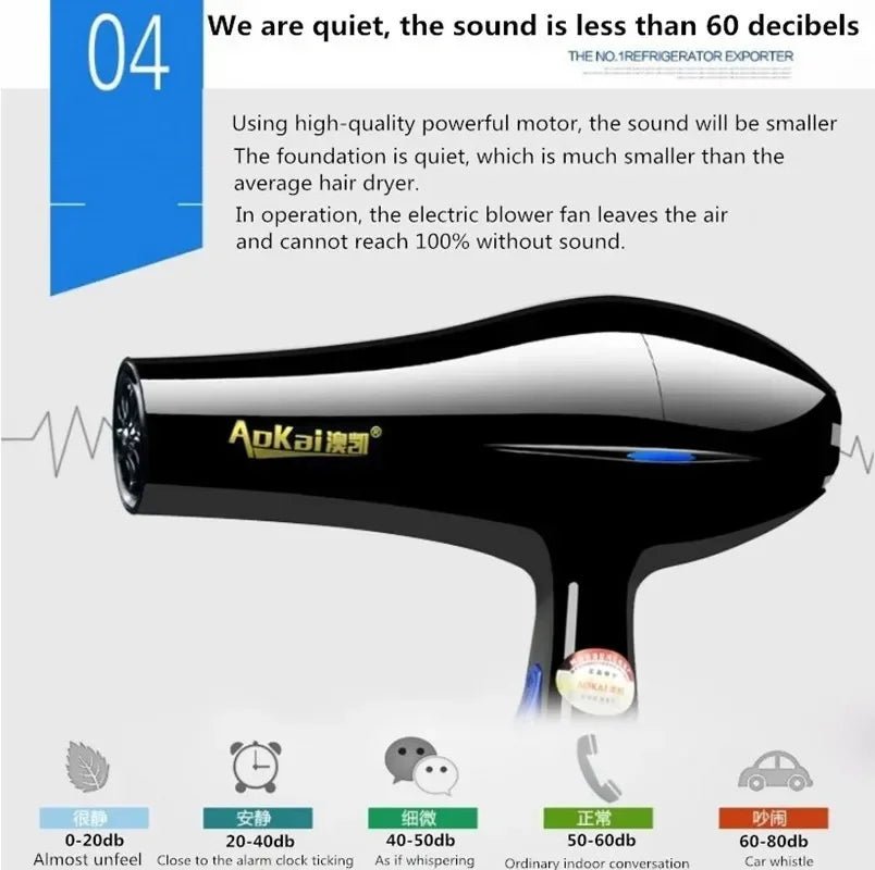 Professional Powerful Hair Dryer Fast Styling Blow Dryer Hot and Cold Adjustment Air Dryer Nozzle for Barber Salon Tools - Same As Picture - Bella Bourget