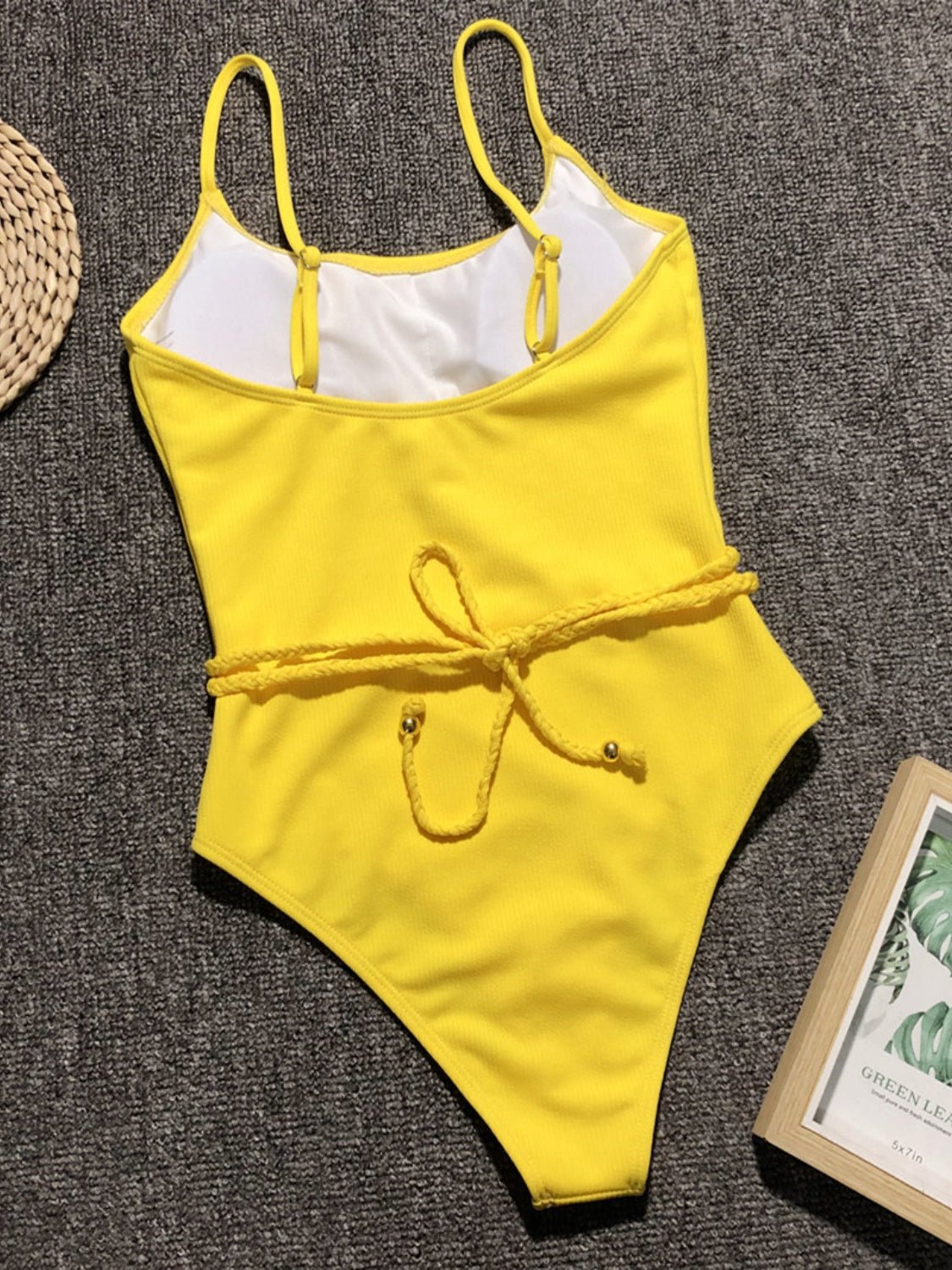 Ribbed Tie Waist One - Piece Swimsuit - One - Piece Swimsuit - Canary Yellow - Bella Bourget