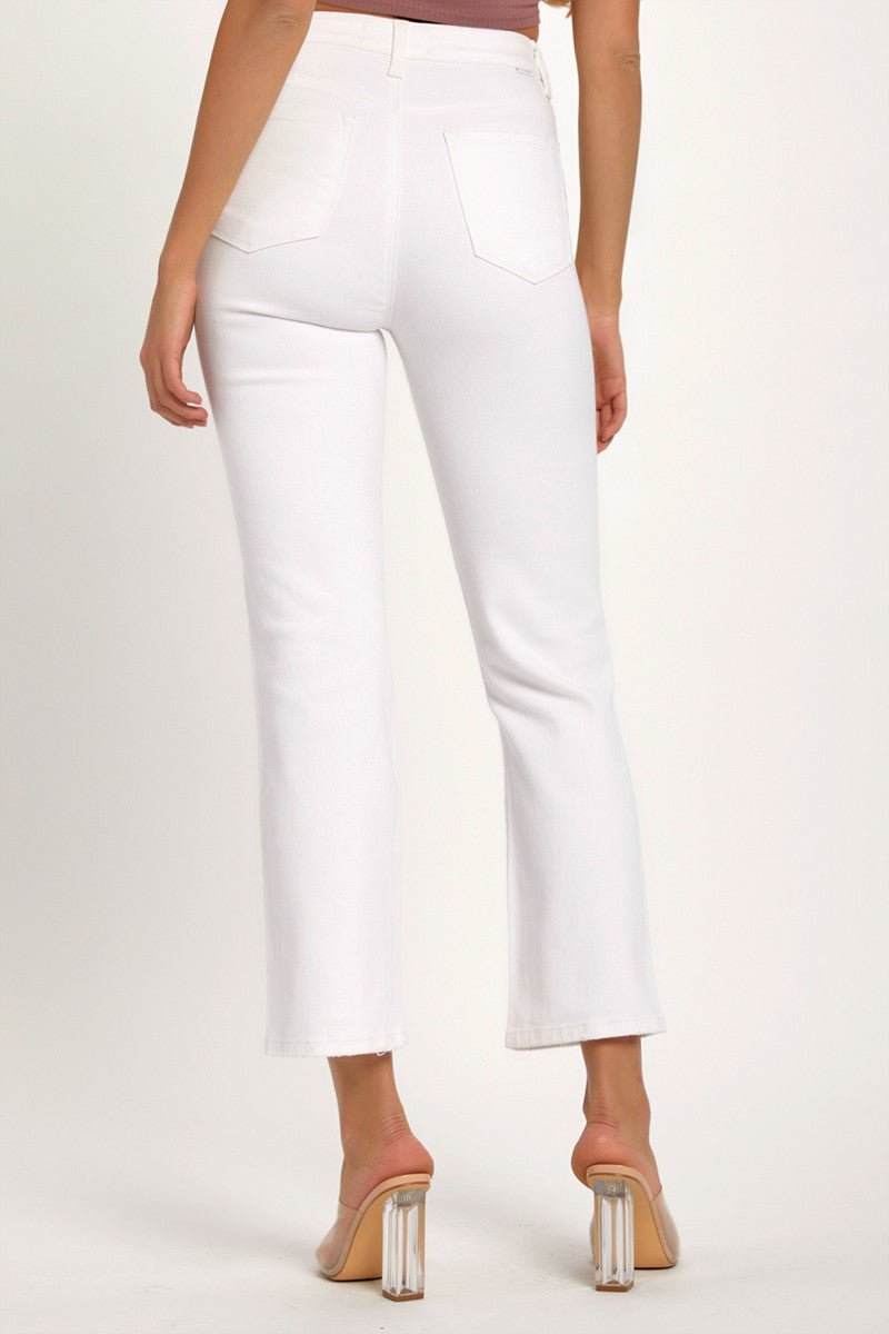 RISEN Full Size Distressed Cropped Straight Jeans - Jeans - White - Bella Bourget