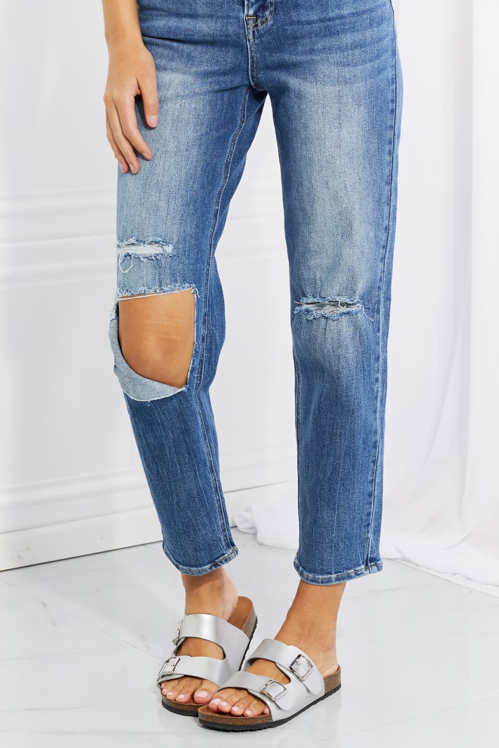 RISEN Full Size Emily High Rise Relaxed Jeans - Jeans - Dark - Bella Bourget