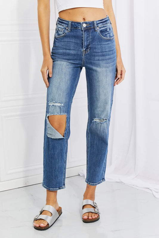 RISEN Full Size Emily High Rise Relaxed Jeans - Jeans - Dark - Bella Bourget