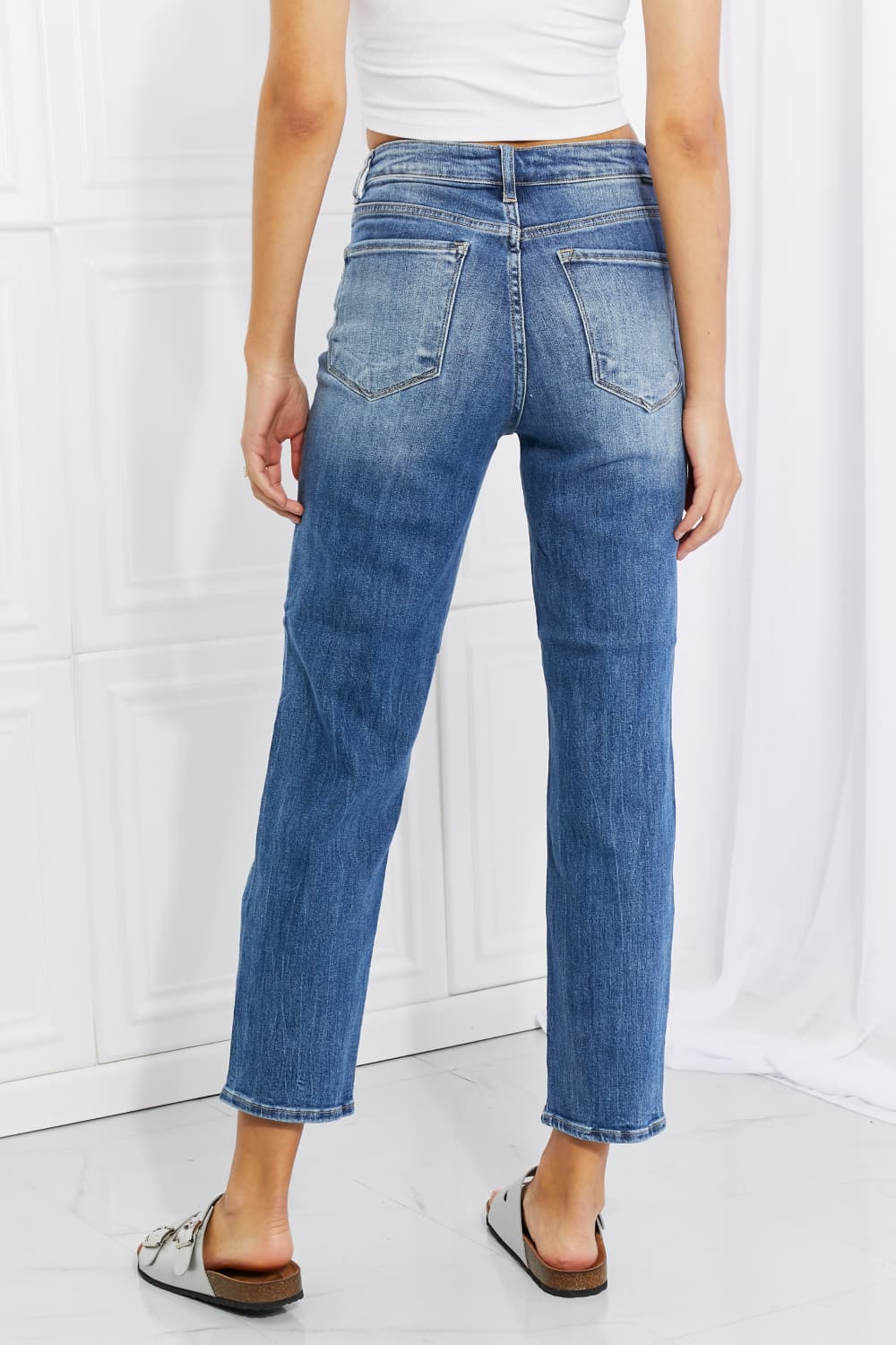 RISEN Full Size Emily High Rise Relaxed Jeans - Jeans - Dark - Bella Bourget