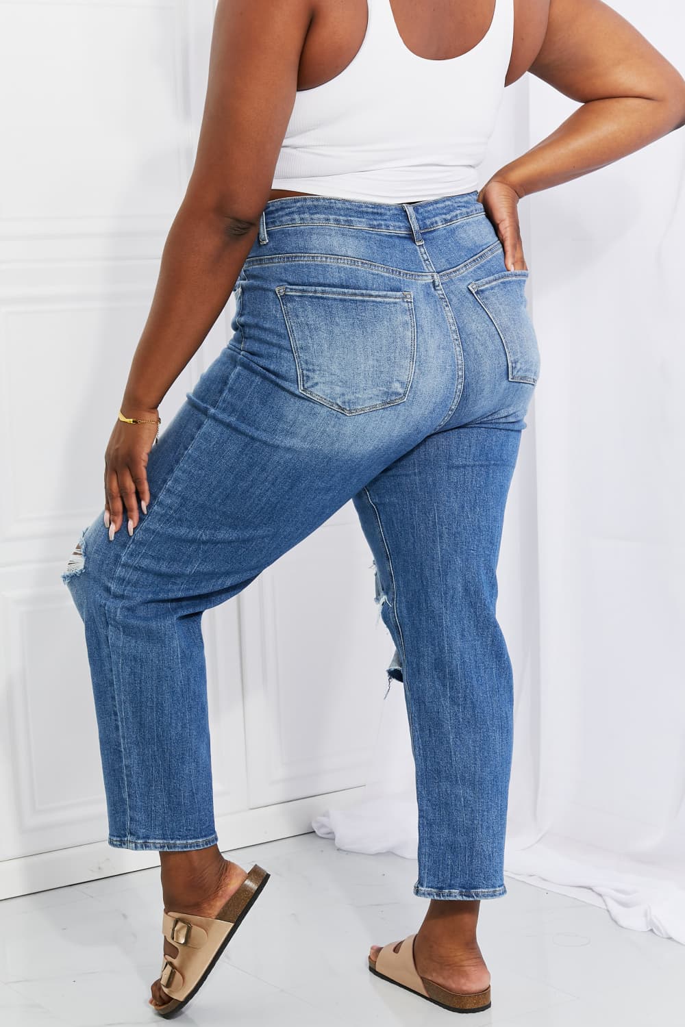 RISEN Full Size Emily High Rise Relaxed Jeans - Jeans - Dark - Bella Bourget