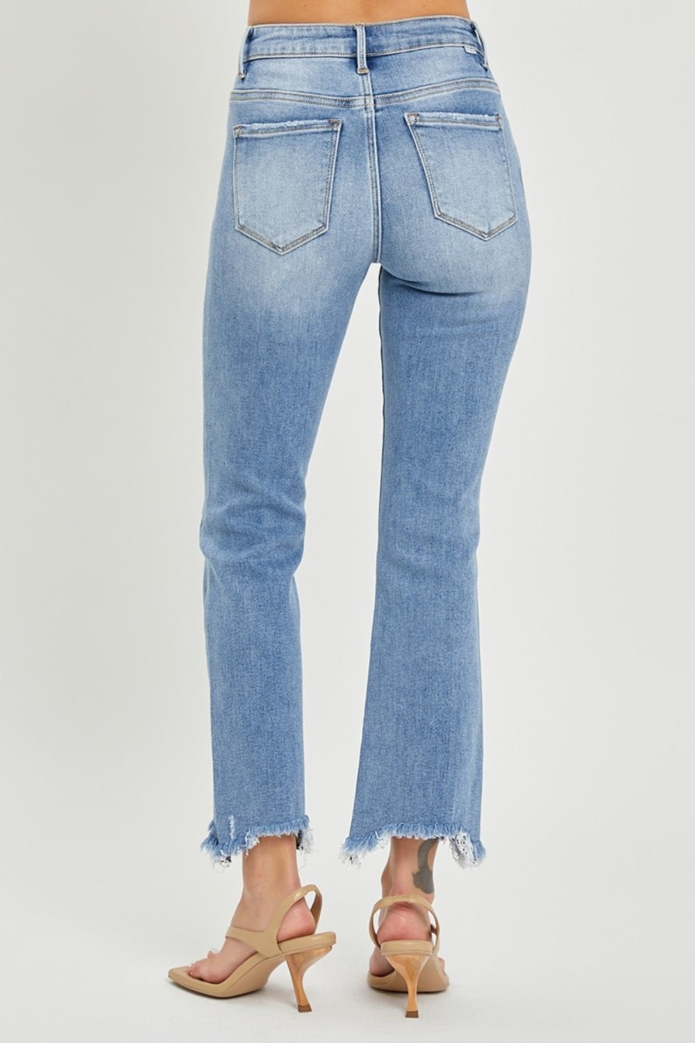 RISEN Full Size Frayed Hem Cropped Straight Jeans - Jeans - Medium - Bella Bourget