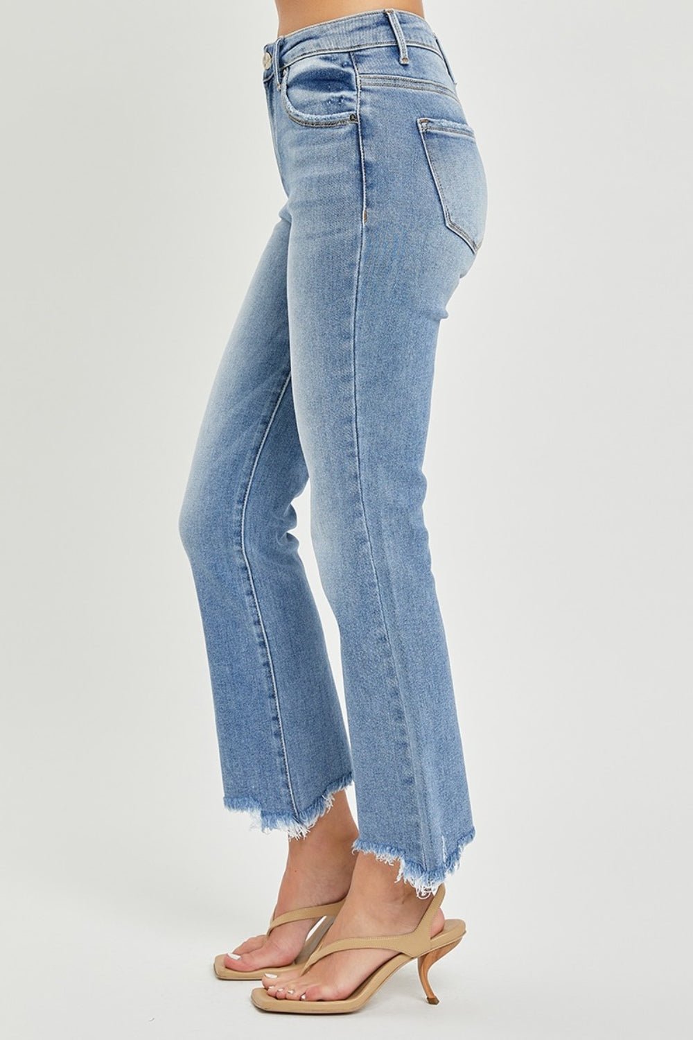 RISEN Full Size Frayed Hem Cropped Straight Jeans - Jeans - Medium - Bella Bourget