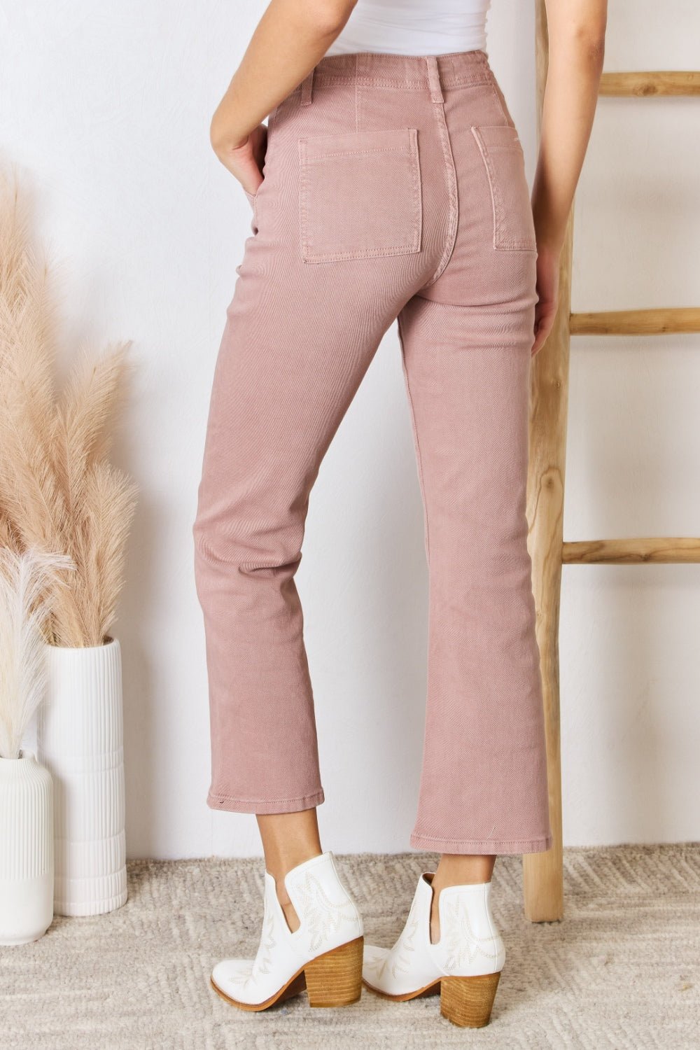 RISEN Full Size High Rise Ankle Flare Jeans - Jeans - Mauve - Bella Bourget