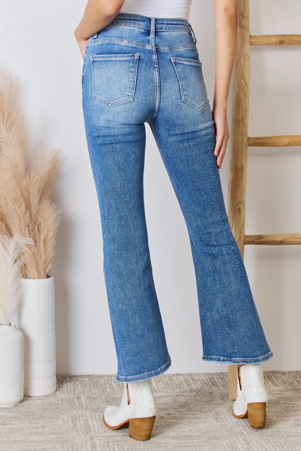 RISEN Full Size High Rise Ankle Flare Jeans - Jeans - Medium - Bella Bourget