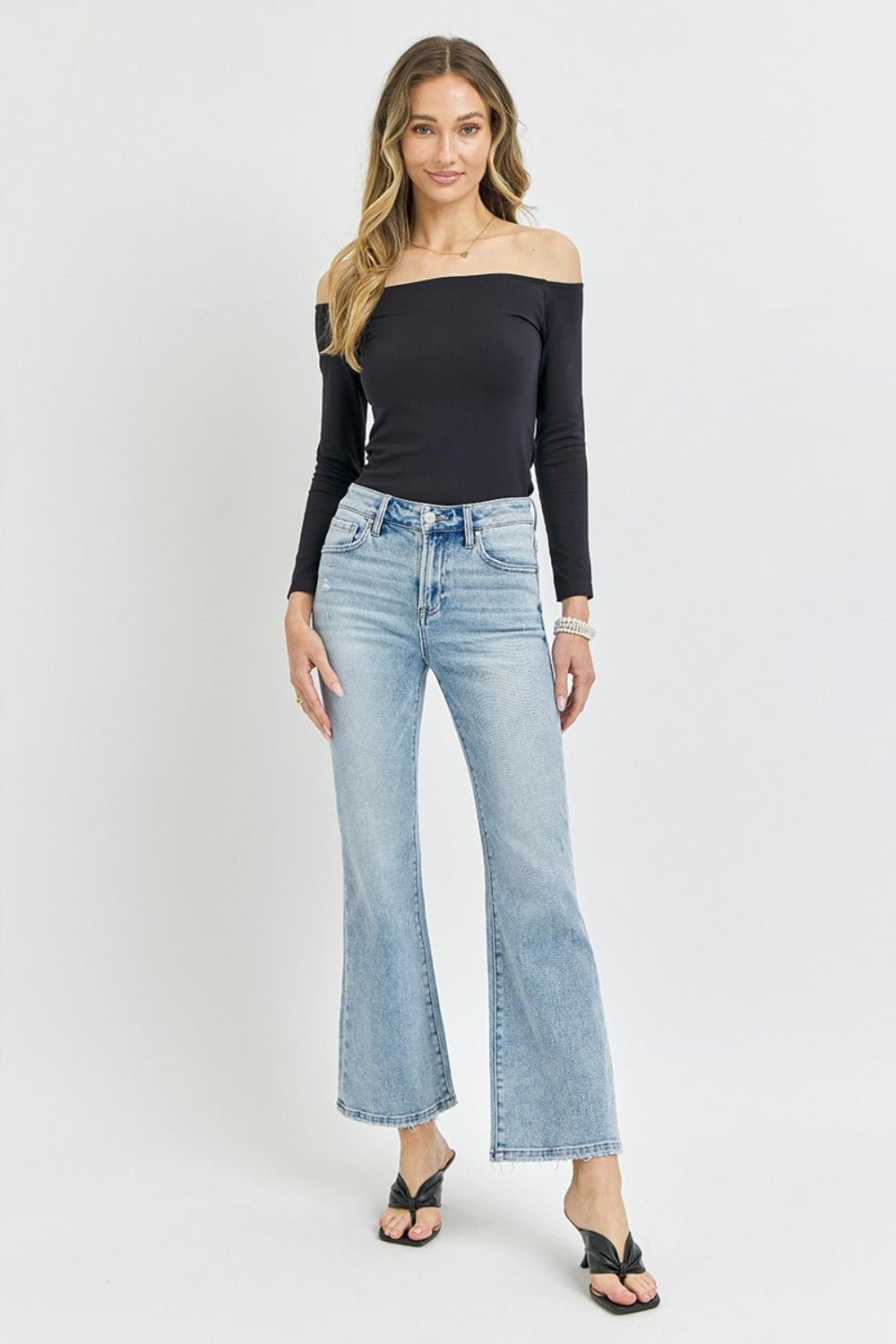 RISEN Full Size High Rise Ankle Flare Jeans - Jeans - Light - Bella Bourget