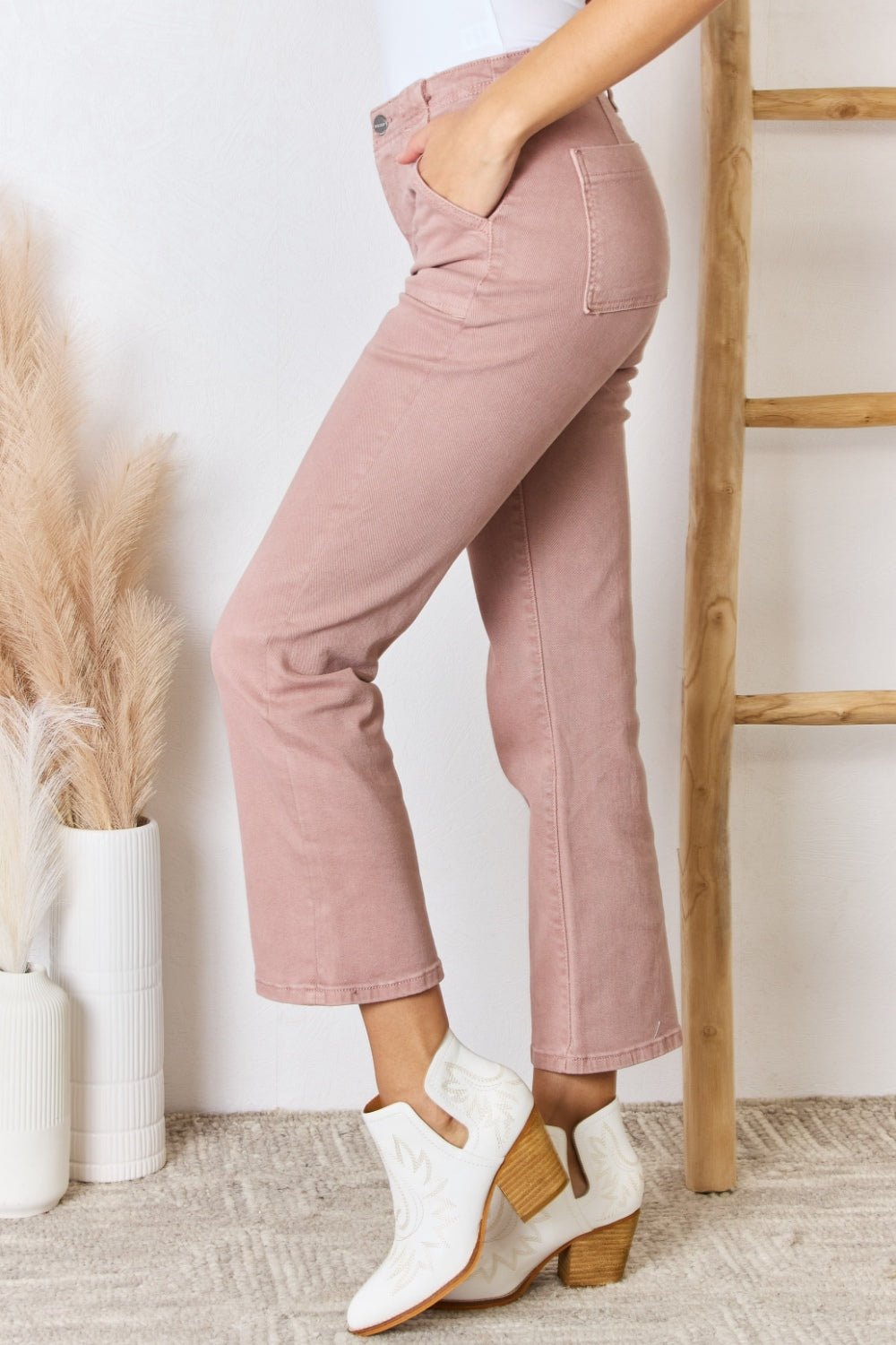 RISEN Full Size High Rise Ankle Flare Jeans - Jeans - Mauve - Bella Bourget