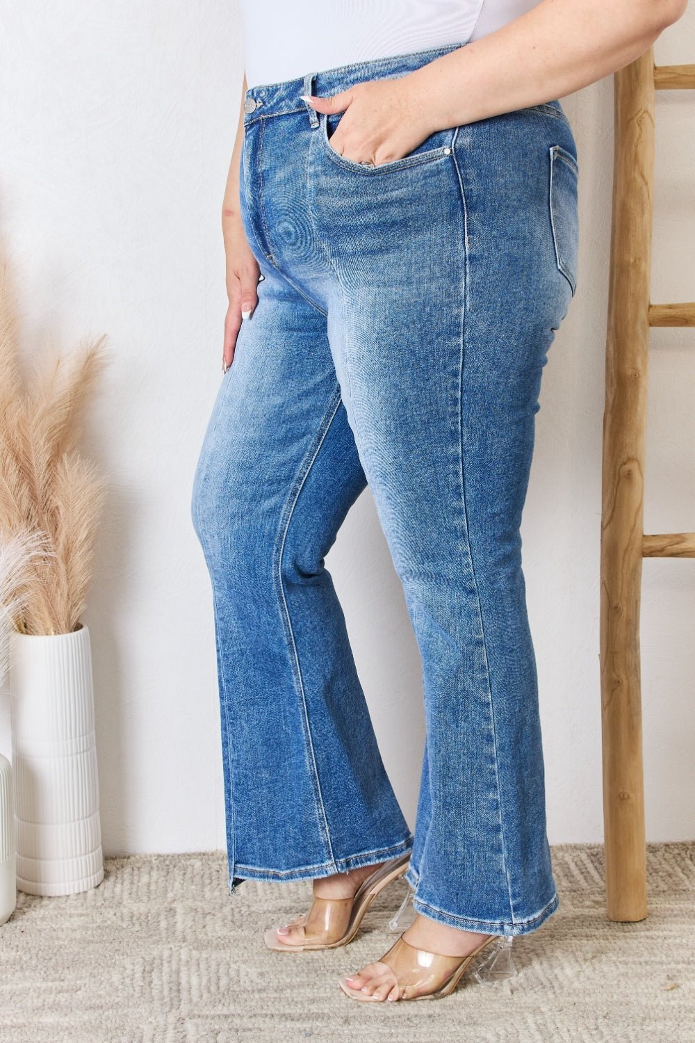 RISEN Full Size High Rise Ankle Flare Jeans - Jeans - Medium - Bella Bourget