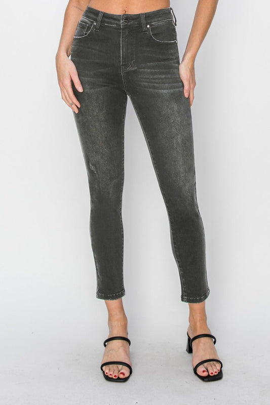 RISEN Full Size High Rise Ankle Skinny Jeans - Jeans - Black - Bella Bourget