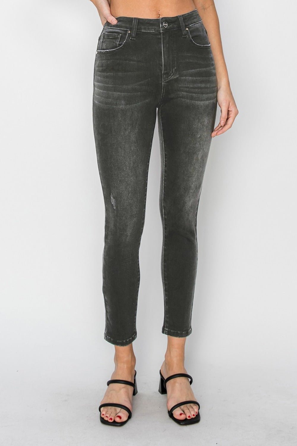 RISEN Full Size High Rise Ankle Skinny Jeans - Jeans - Black - Bella Bourget