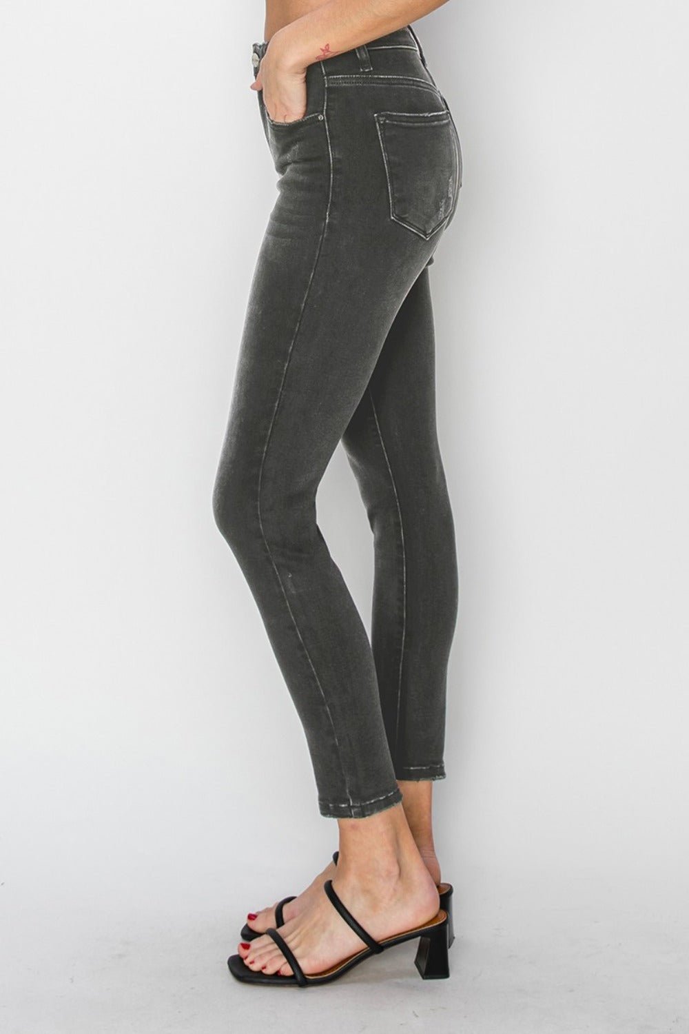 RISEN Full Size High Rise Ankle Skinny Jeans - Jeans - Black - Bella Bourget