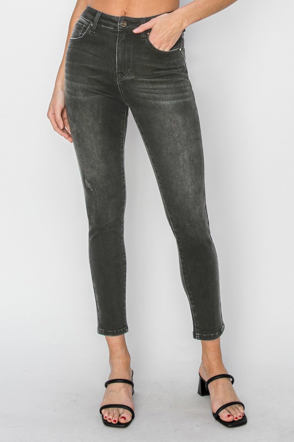 RISEN Full Size High Rise Ankle Skinny Jeans - Jeans - Black - Bella Bourget