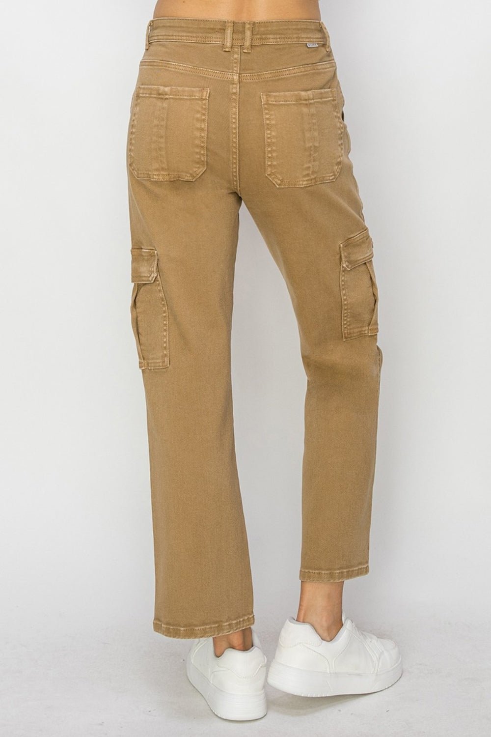 Risen Full Size High Rise Cargo Jeans - Jeans - Mocha - Bella Bourget