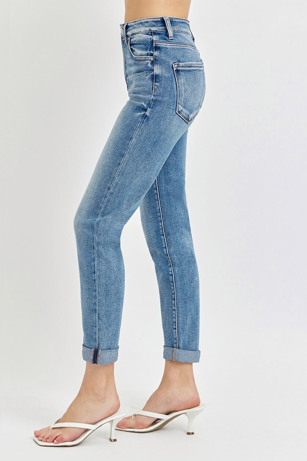 Risen Full Size High Rise Cropped Roll Up Jeans - Jeans - Medium - Bella Bourget