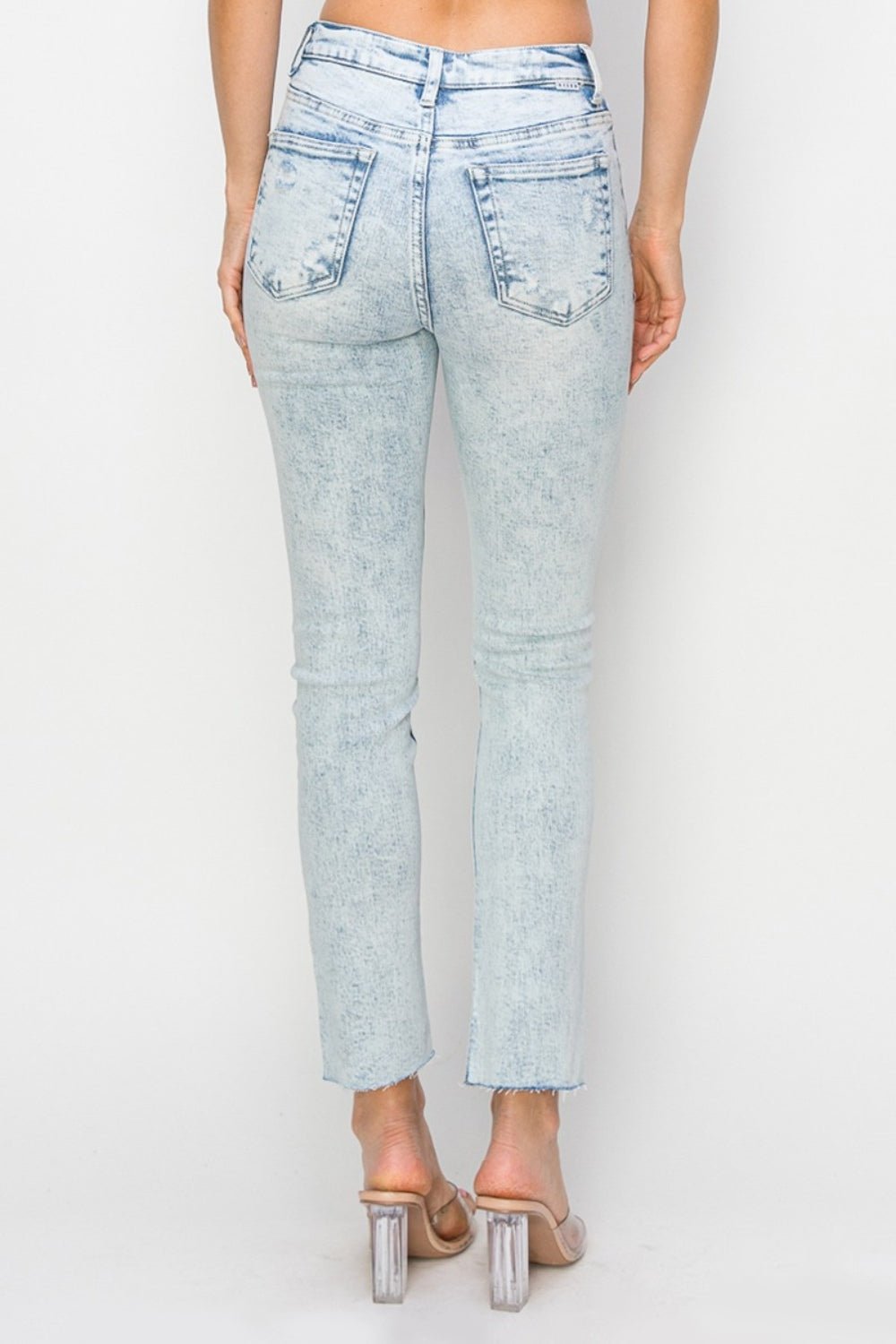 Risen Full Size High Rise Distressed Skinny Jeans - Jeans - Light - Bella Bourget