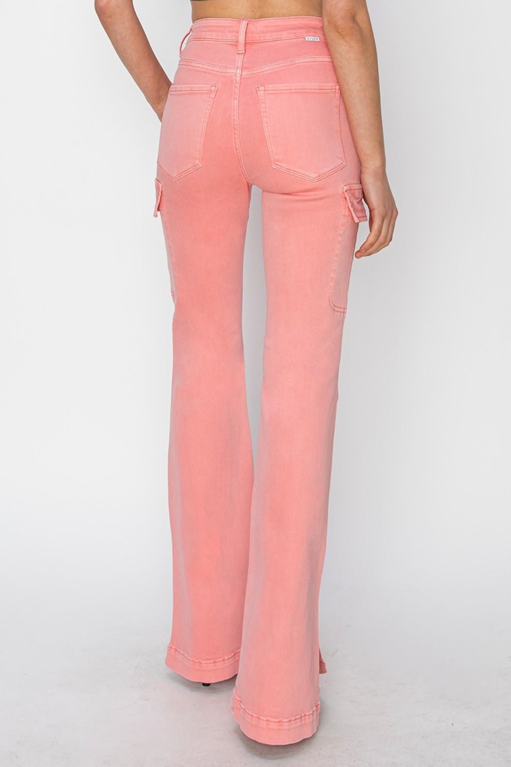 RISEN Full Size High Rise Side Slit Cargo Bootcut Jeans - Jeans - Flamingo - Bella Bourget