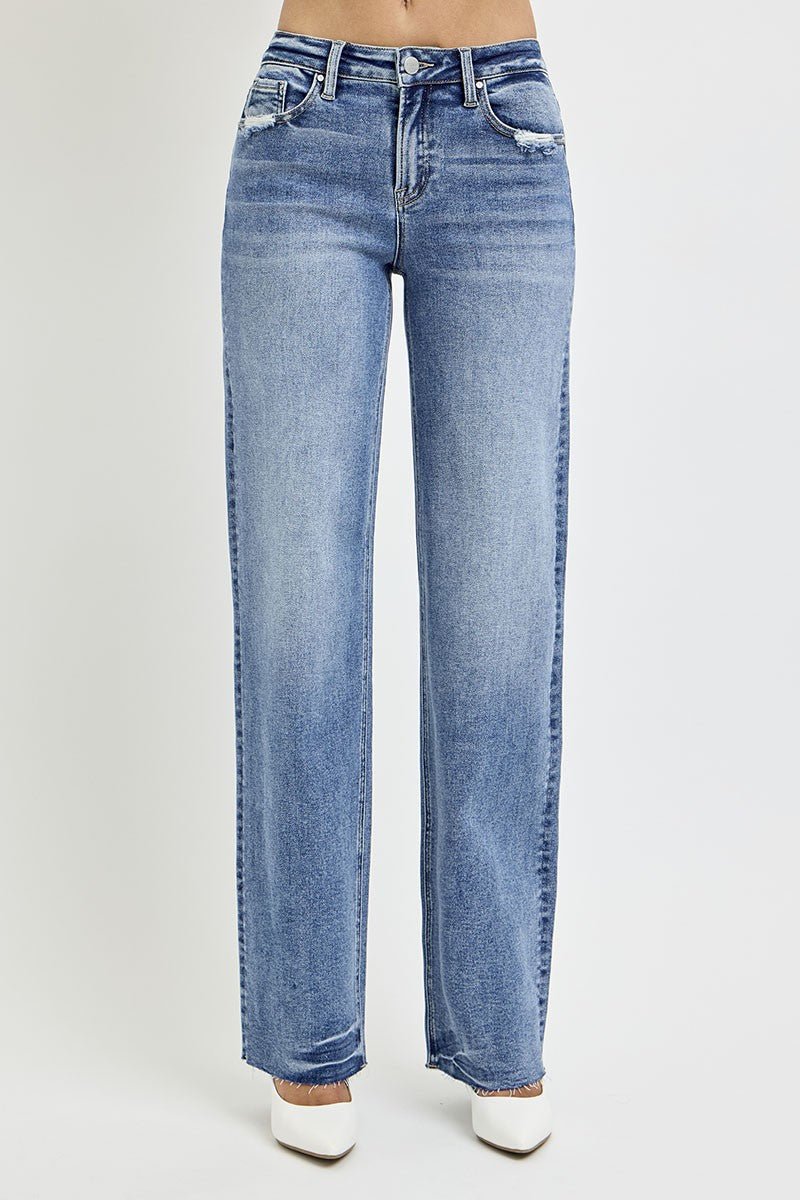 RISEN Full Size High Rise Straight Leg Jeans with Pockets - Jeans - Medium - Bella Bourget