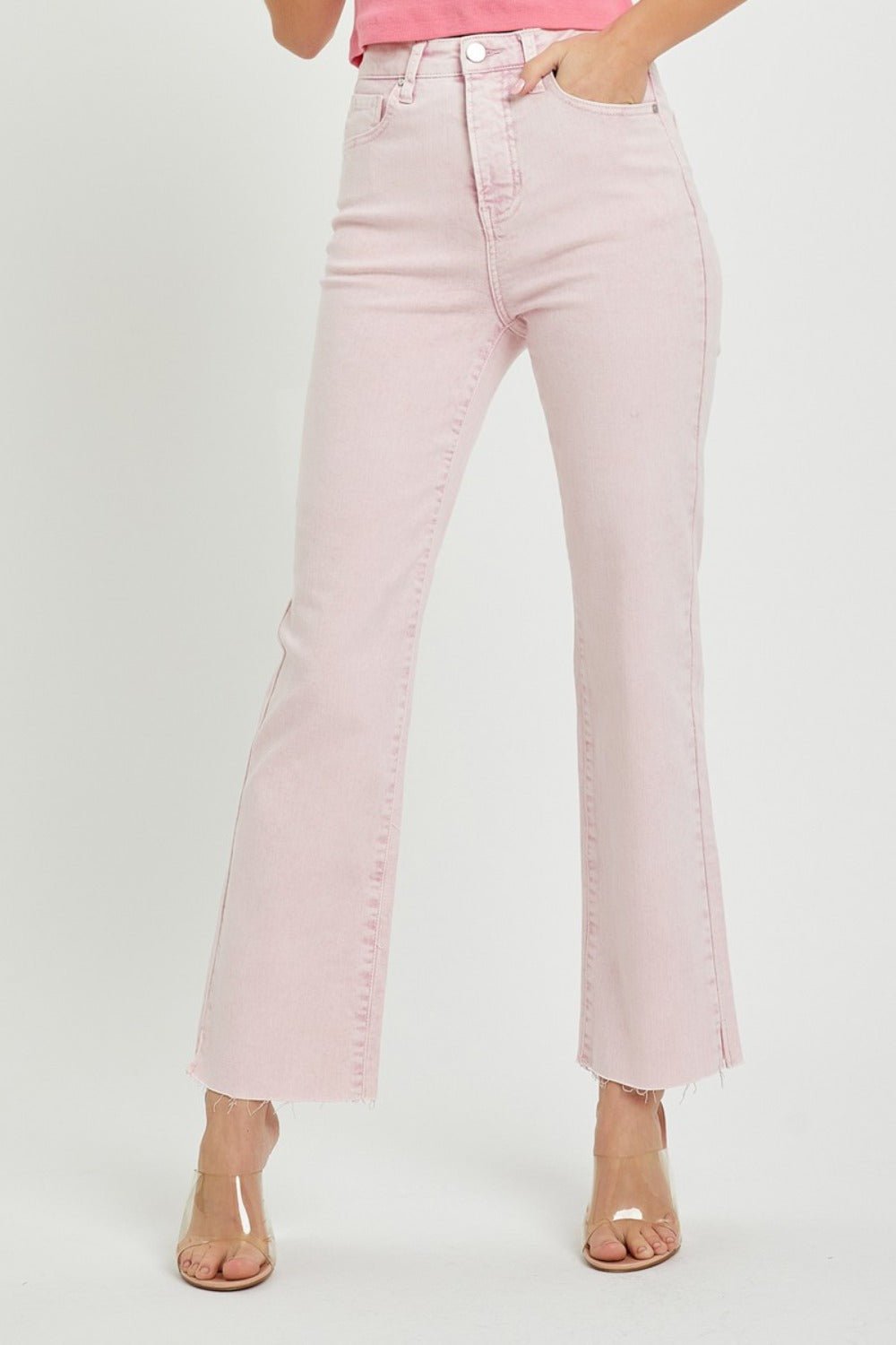 RISEN Full Size High Rise Tummy Control Straight Jeans - Jeans - Acid Pink - Bella Bourget