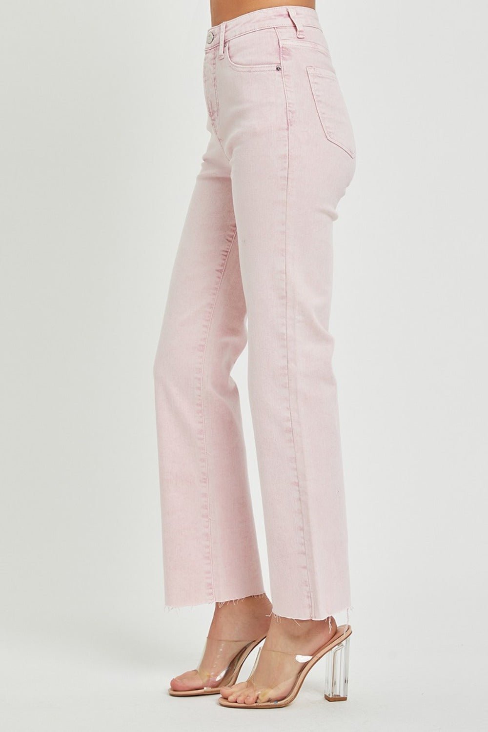 RISEN Full Size High Rise Tummy Control Straight Jeans - Jeans - Acid Pink - Bella Bourget