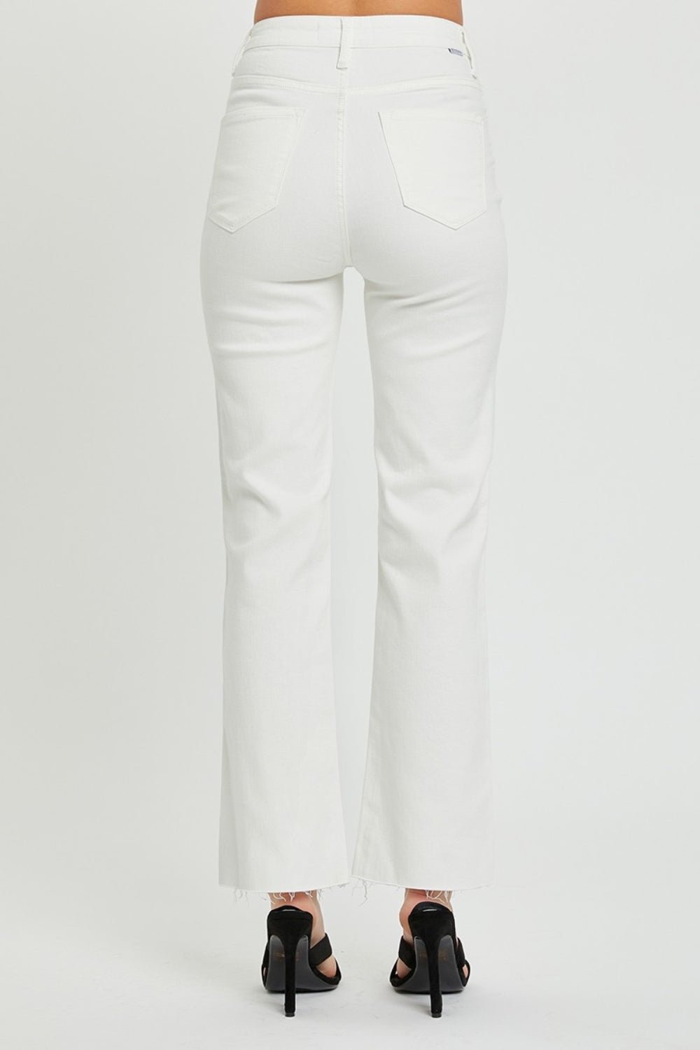 RISEN Full Size High Rise Tummy Control Straight Jeans - Jeans - White - Bella Bourget