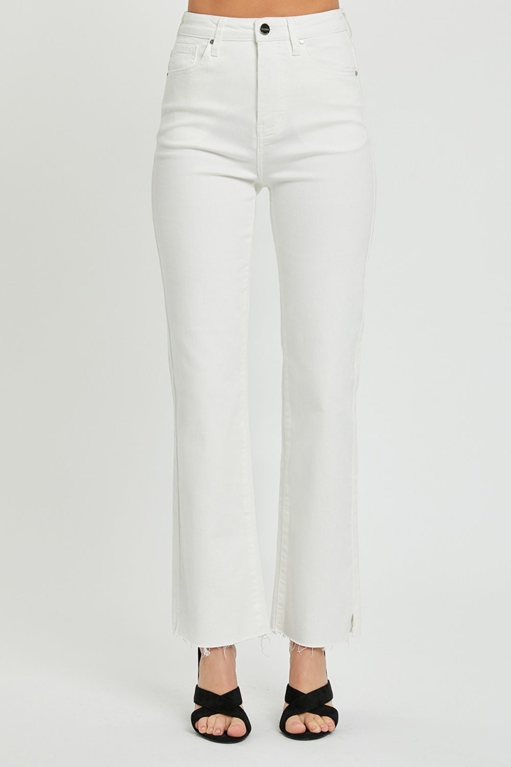 RISEN Full Size High Rise Tummy Control Straight Jeans - Jeans - White - Bella Bourget