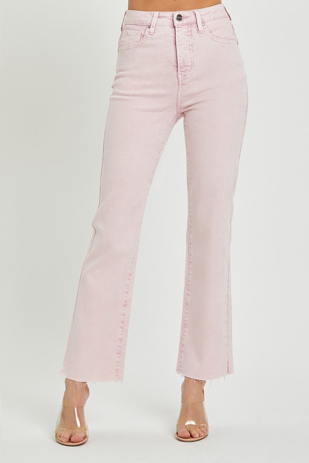 RISEN Full Size High Rise Tummy Control Straight Jeans - Jeans - Acid Pink - Bella Bourget