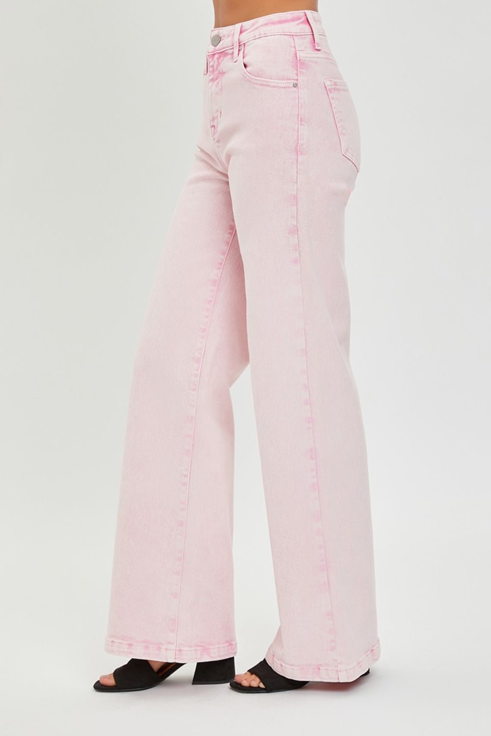 RISEN Full Size High Rise Tummy Control Wide Leg Jeans - jeans - Acid Pink - Bella Bourget