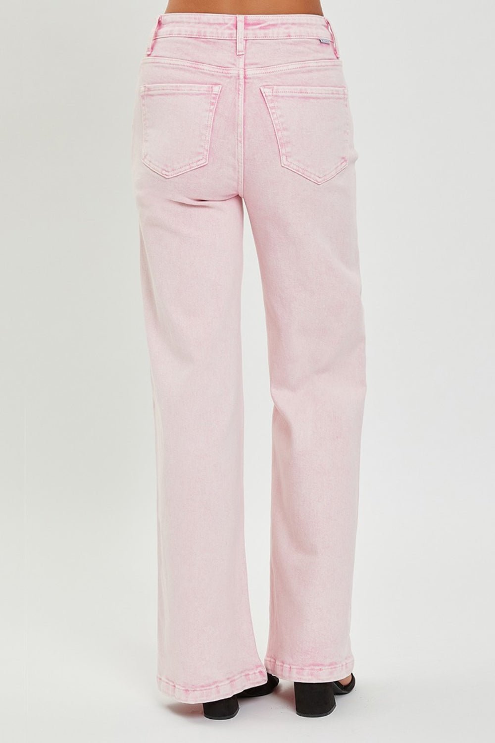 RISEN Full Size High Rise Tummy Control Wide Leg Jeans - jeans - Acid Pink - Bella Bourget