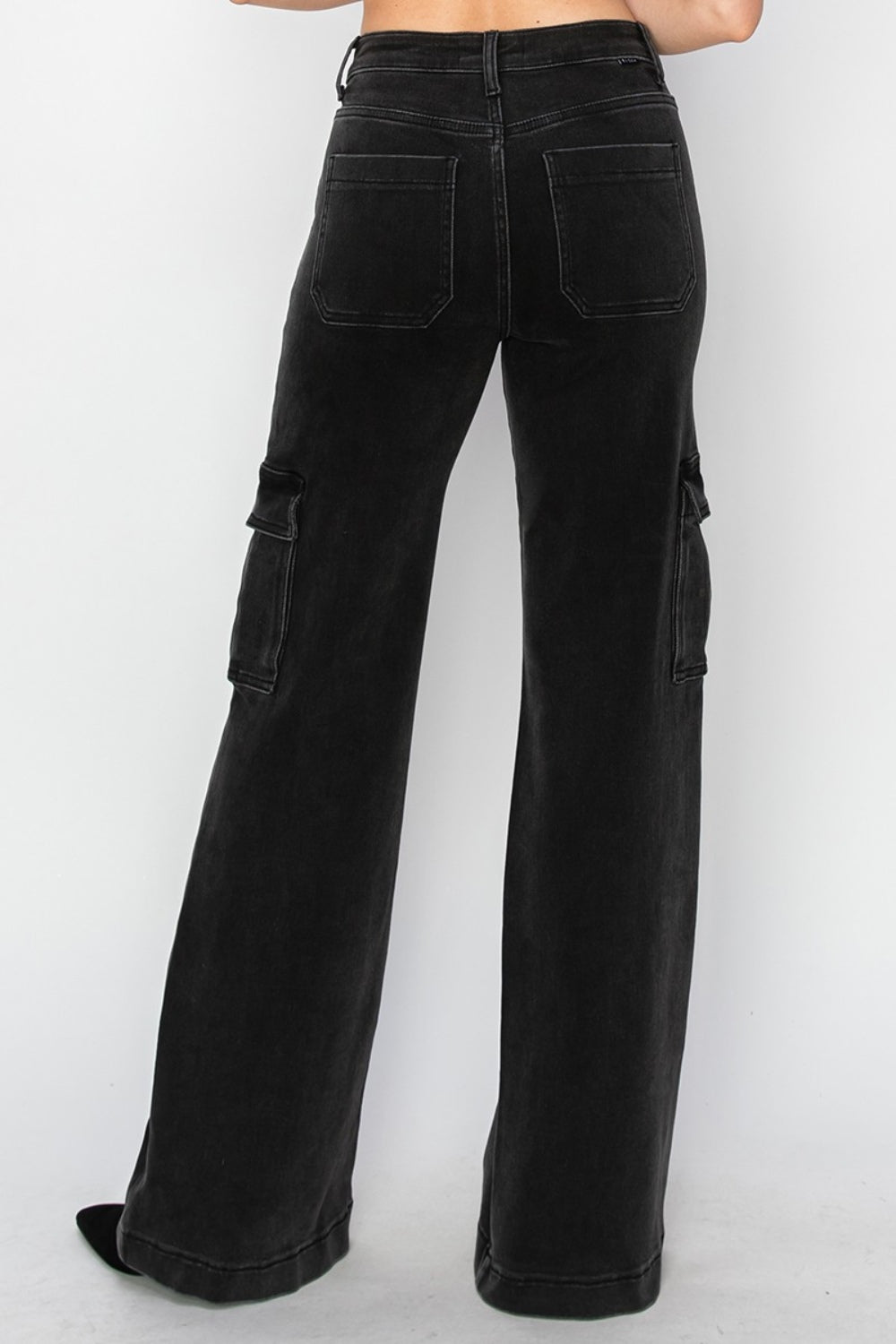 Risen Full Size High Rise Wide Leg Cargo Jeans - Jeans - Black - Bella Bourget