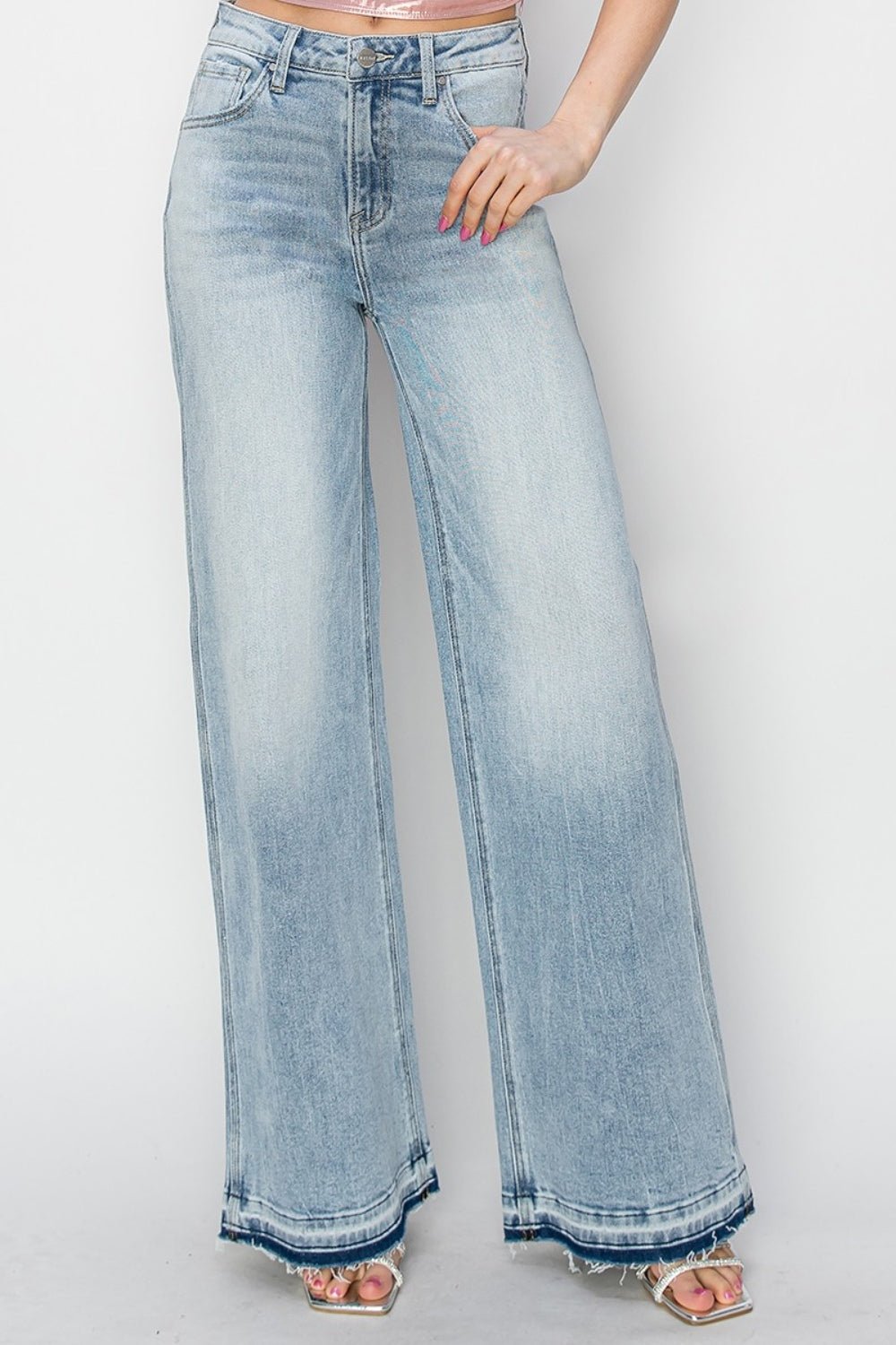 Risen Full Size High Rise Wide Leg Jeans - Jeans - Light - Bella Bourget