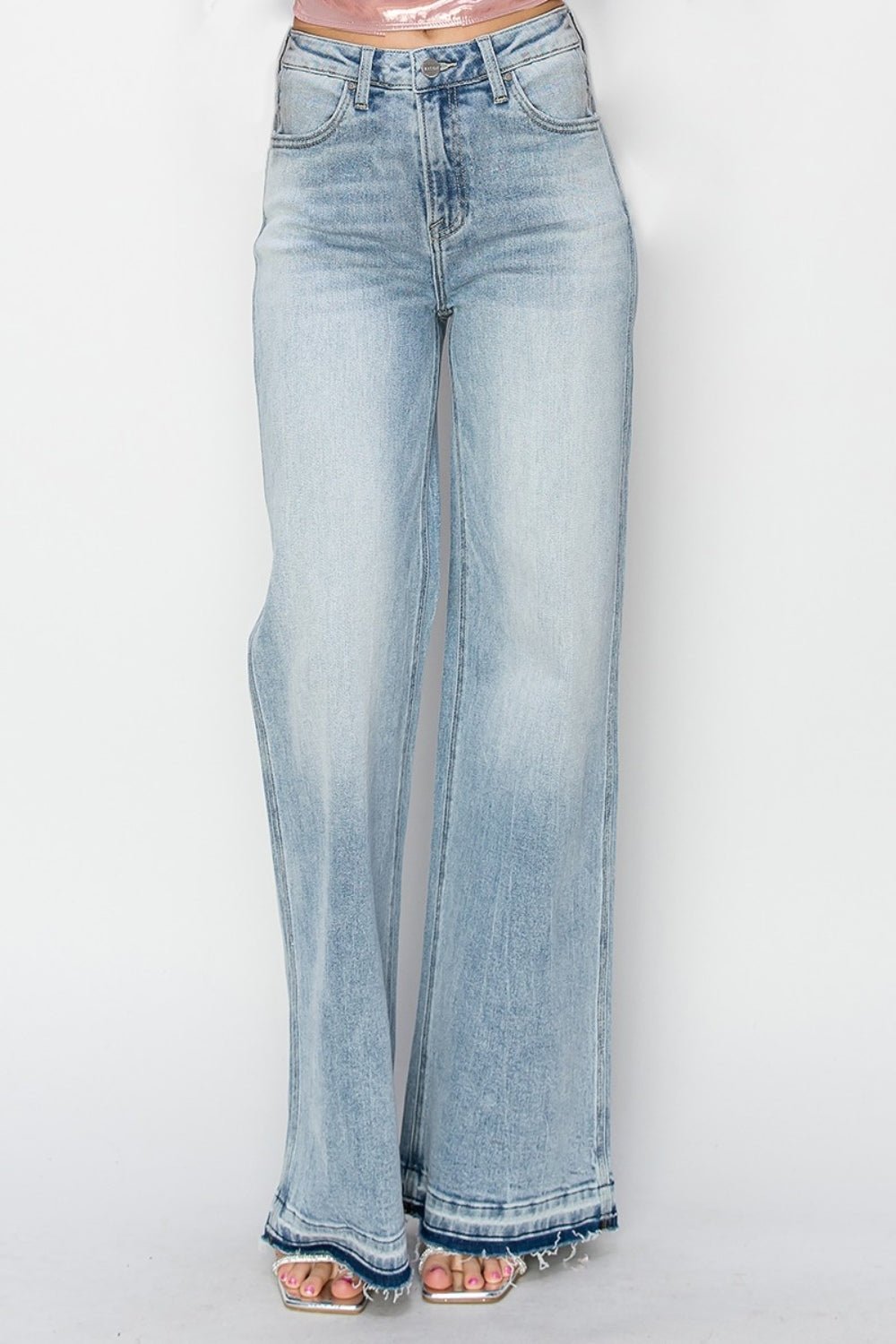 Risen Full Size High Rise Wide Leg Jeans - Jeans - Light - Bella Bourget